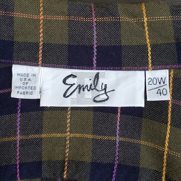 Vintage 80s Emily Check Blouse Size 20W 40 2XL - Picture 8 of 8